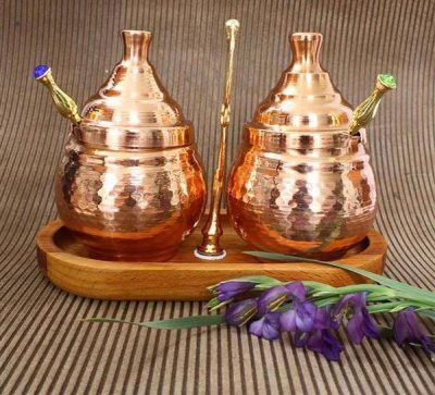 Handcrafted Copper Storage Jar – Ideal for Kitchen Organization (2x)