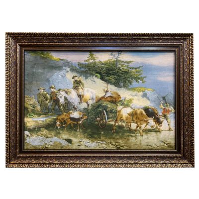 Hand-Knotted Persian Pictorial Rug from Tabriz Depicting Horse