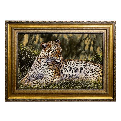 Hand-Knotted Persian Pictorial Rug from Tabriz Depicting Cheetah