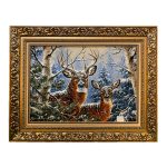 Hand-Knotted Persian Pictorial Rug from Tabriz Depicting Deer
