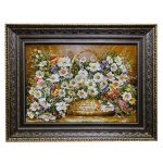 Hand-Knotted Persian Pictorial Rug from Tabriz Depicting Flowers