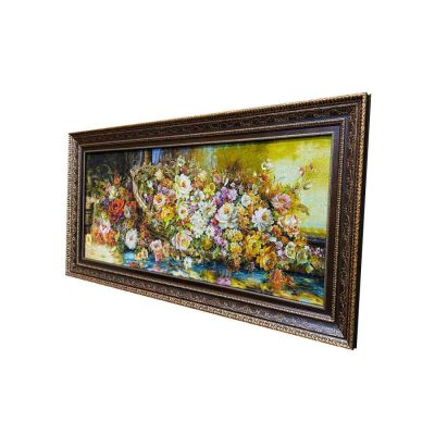 Hand-Knotted Persian Pictorial Rug from Tabriz Depicting Flowers