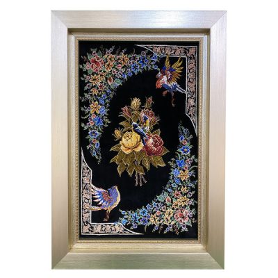 Hand-Knotted Persian Wall Hanging Rug from Tabriz Depicting Sparrows