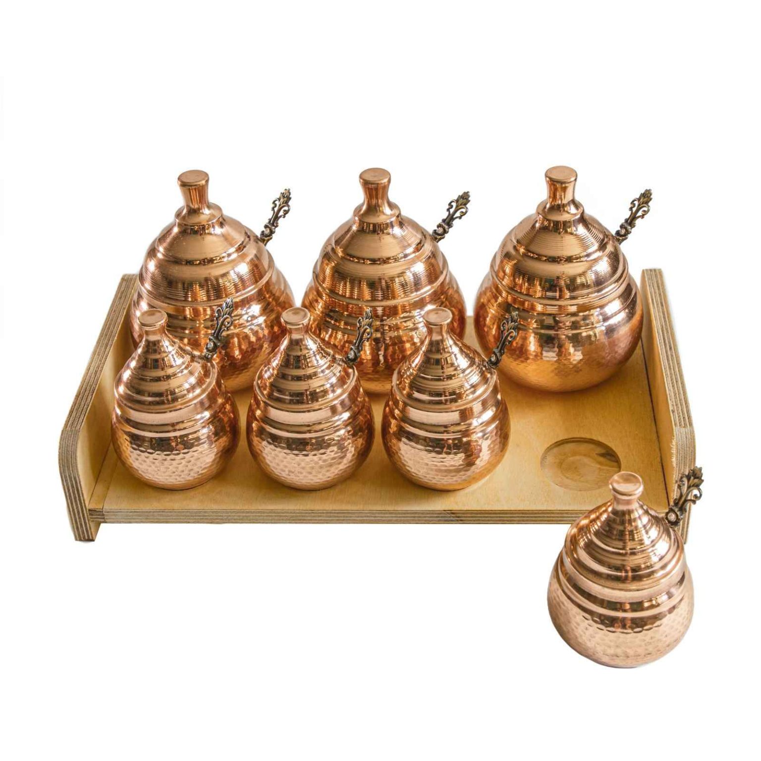 Copper Storage Jar Handcrafted to Enhance your Kitchen Set of 15