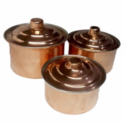 Persian Copper Stock Pot – Traditional Hammered Cooking Style Hivana, Set of 3