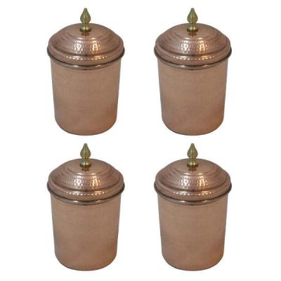 Copper Canister Jar Handcrafted to Enhance your Kitchen Hammered (4x)