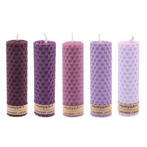 Set of 5 Beeswax Pillar Candles Model Banafsheh (2x)