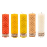 Set of 5 Beeswax Pillar Candles Model Orange (2x)