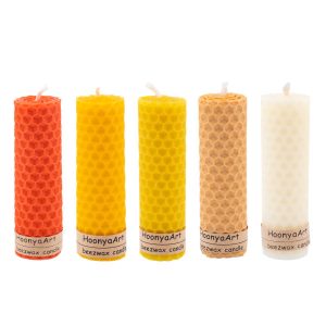 Set of 5 Beeswax Pillar Candles Model Orange (2x)