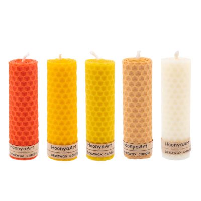 Set of 5 Beeswax Pillar Candles Model Orange (2x)