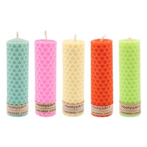Set of 5 Beeswax Pillar Candles Model Red (2x)
