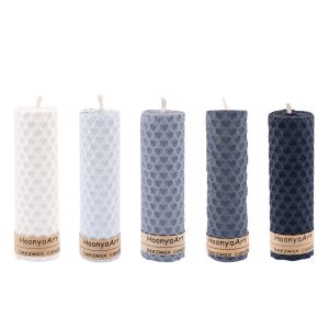 Set of 5 Beeswax Pillar Candles Model Purple (2x)