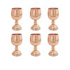 Set of 6 Handcrafted Persian Copper Wine Glass Stemware - Hammered Model Taban