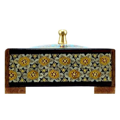 Handcrafted Wooden Jewelry Box with Persian Khatam Design – Blue