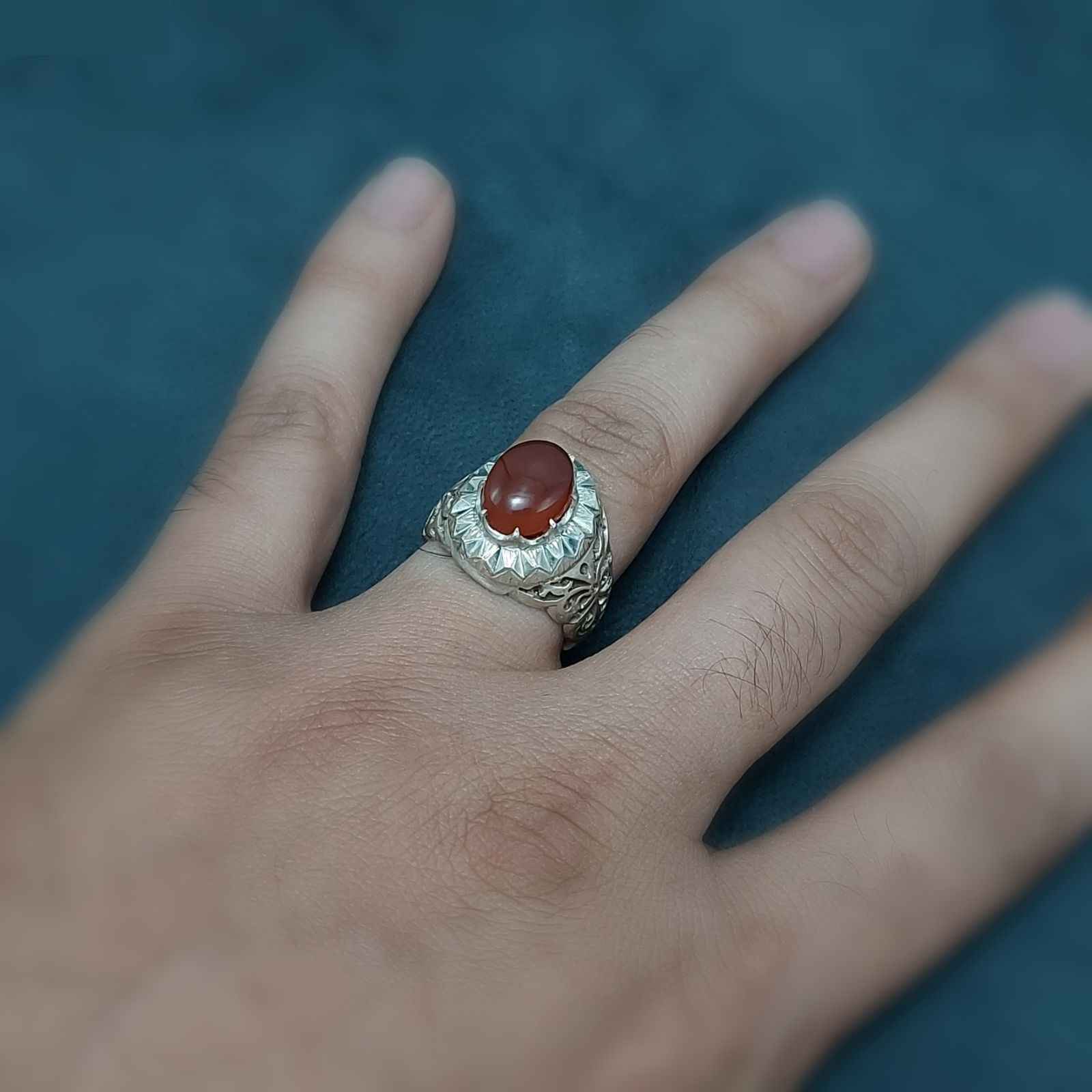 Persian Yemeni Aqeeq Silver Ring for Men Taban I