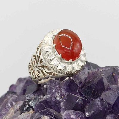 Persian Yemeni Aqeeq Silver Ring for Men Taban I