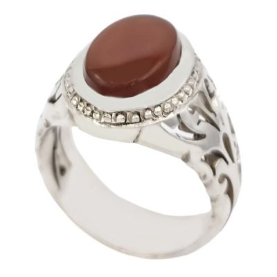 Persian Yemeni Aqeeq Silver Ring for Men Binesh