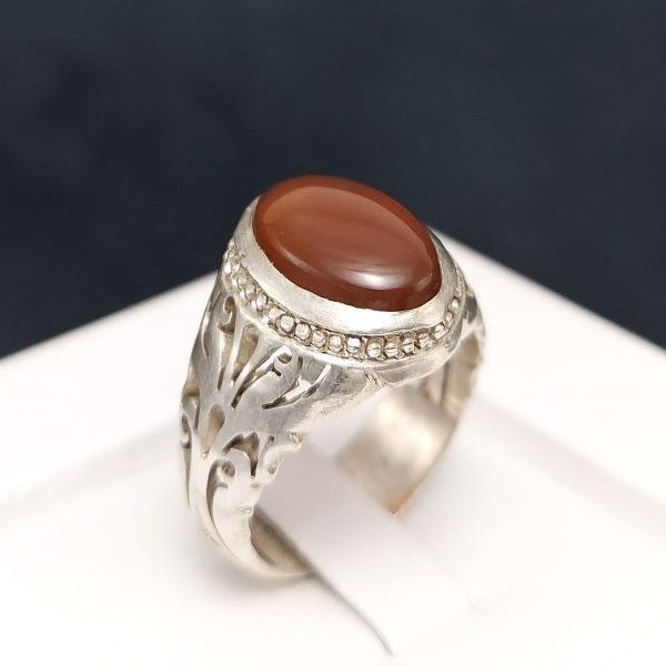 Persian Yemeni Aqeeq Silver Ring for Men Binesh