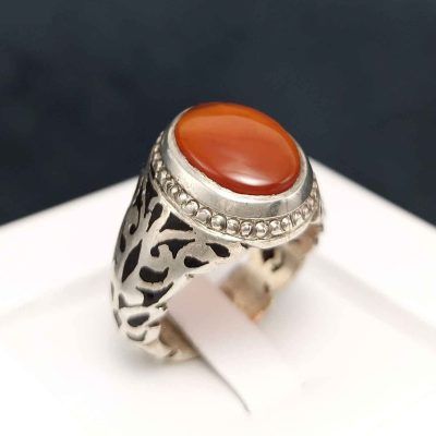 Persian Yemeni Aqeeq Silver Ring for Men Hasti
