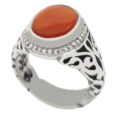Persian Yemeni Aqeeq Silver Ring for Men Hasti