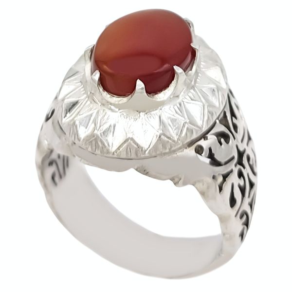 Persian Yemeni Aqeeq Silver Ring for Men Taha