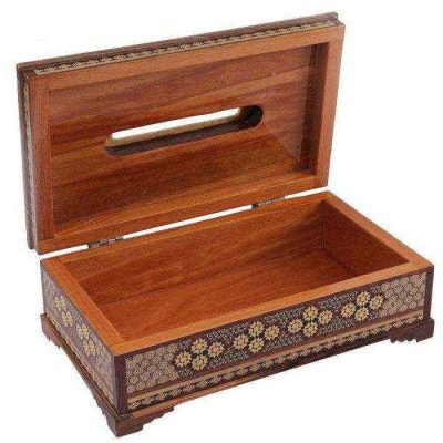 Handcrafted Persian Wooden Tissue Box Cover – Khatamkari Royal
