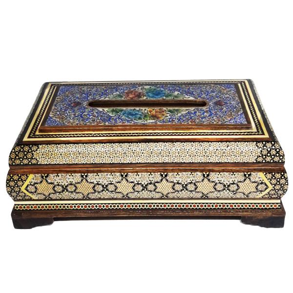 Handcrafted Persian Wooden Tissue Box Cover – Khatamkari Baran II
