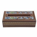 Handcrafted Persian Wooden Tissue Box Cover – Khatamkari Golnaz II