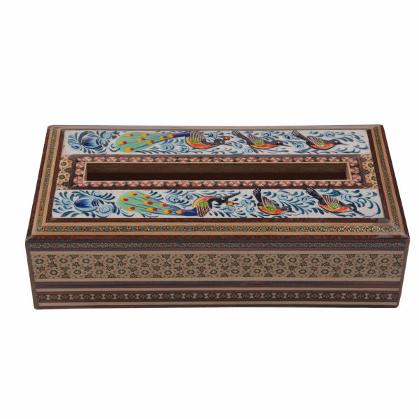 Handcrafted Persian Wooden Tissue Box Cover – Khatamkari Golnaz II