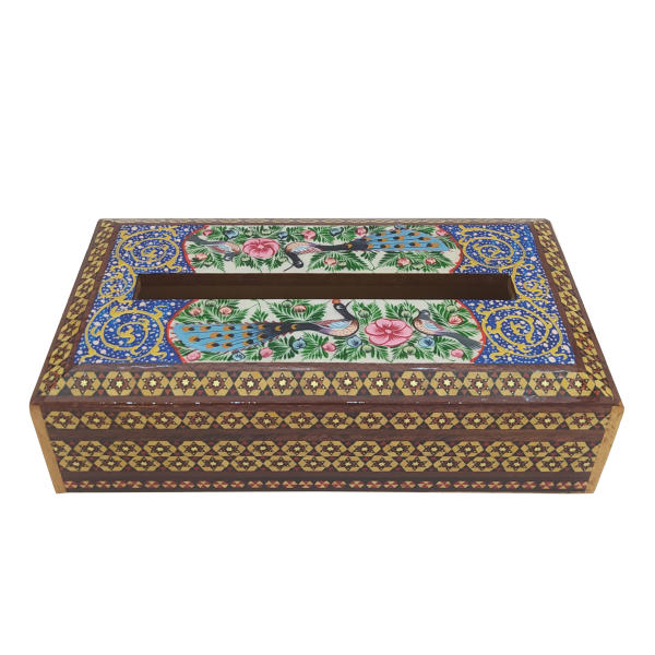 Handcrafted Persian Wooden Tissue Box Cover – Khatamkari Golnaz