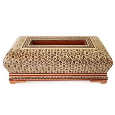 Handcrafted Persian Wooden Tissue Box Cover – Khatamkari Kamrani