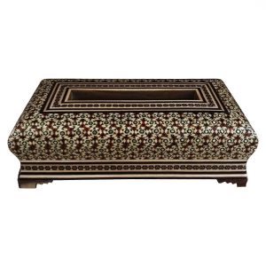 Handcrafted Persian Wooden Tissue Box Cover – Khatamkari Nafis