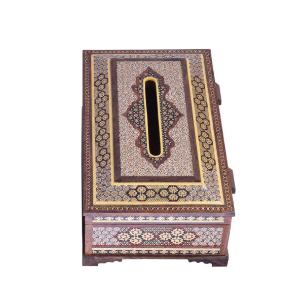 Handcrafted Persian Wooden Tissue Box Cover – Khatamkari Lux