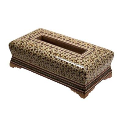 Handcrafted Persian Wooden Tissue Box Cover – Khatamkari Sama
