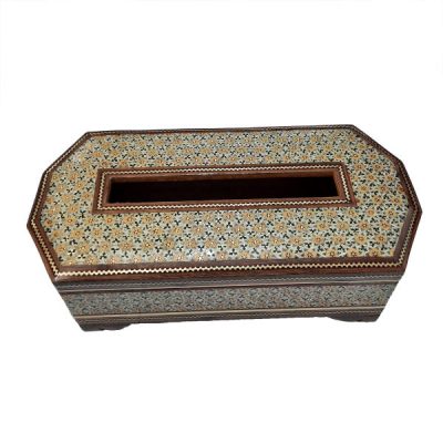 Handcrafted Persian Wooden Tissue Box Cover – Khatamkari Setareh