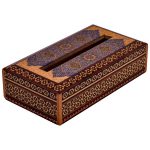 Handcrafted Persian Wooden Tissue Box Cover – Khatamkari Tazhib