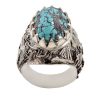 Persian Silver Ring with Neyshabur Turquoise Ashura