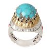 Persian Silver Ring for Men with Neyshabur Turquoise Golden