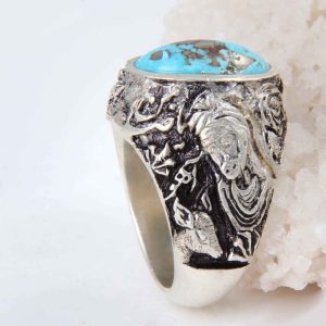 Neyshabouri Turquoise Men’s Silver Ring Model Hiraad