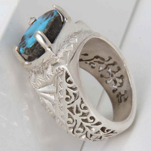 Neyshabouri Turquoise Men’s Silver Ring Model Hiraad II