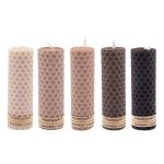 Set of 5 Beeswax Pillar Candles Model Colorful III (2x)