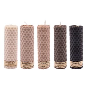 Set of 5 Beeswax Pillar Candles Model Colorful III (2x)
