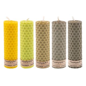 Set of 5 Beeswax Pillar Candles Model Colorful II (2x)