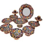 Elegant Pottery Haft-sin Minakari Set for Nowruz Persian New Year