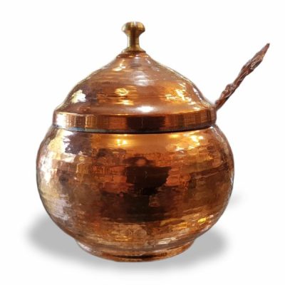 Handcrafted Copper Storage Jar – Ideal for Kitchen Organization With Spoon