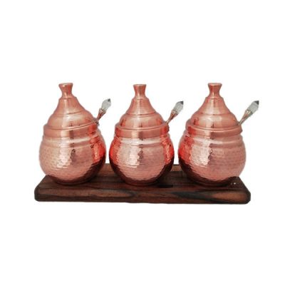 Handcrafted Copper Storage Jar – Ideal for Kitchen Organization – Set of 3