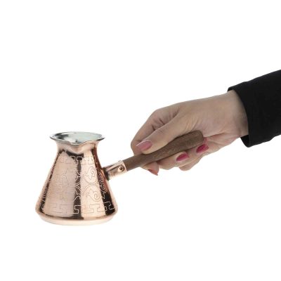 Turkish Coffee Pot – Traditional Hammered Copper Cezve / Ibrik, Sun