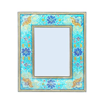 Persian Wooden Mirror Frame – Khatamkari Model Blue