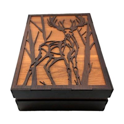 Persian Wooden Organizer with chests for Tea Bags and Nuts Deer