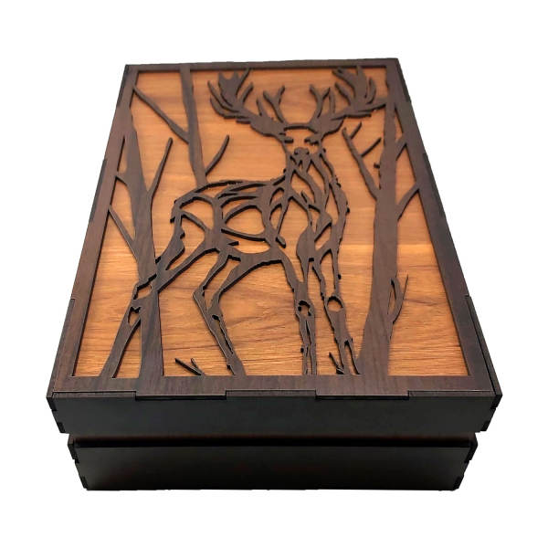Persian Wooden Organizer with chests for Tea Bags and Nuts Deer